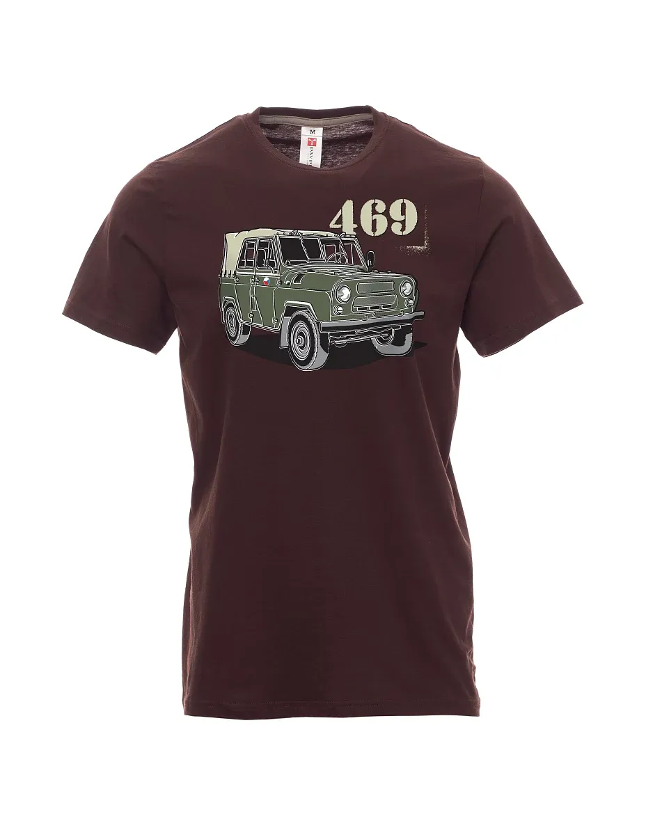 Męski t-shirt ciemny brąz UAZ 469 Czeska flaga