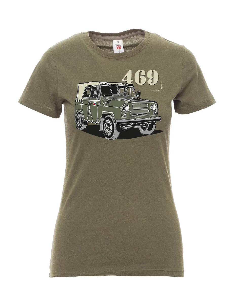 Damski t-shirt khaki UAZ 469 Czeska flaga