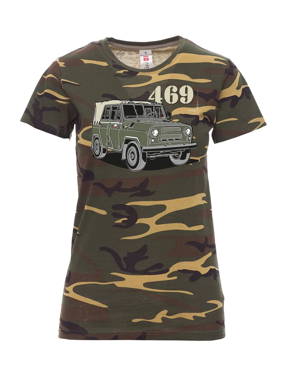 Damski t-shirt kamuflażUAZ 469 Czeska flaga