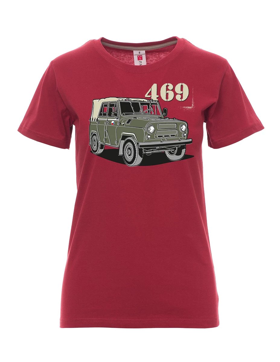 Damski t-shirt bordowy UAZ 469 Czeska flaga