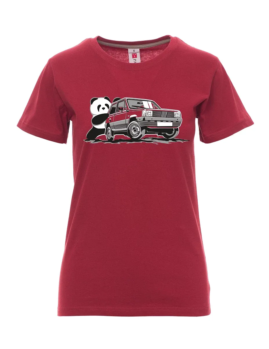 Damski t-shirt bordowy Włoski weteran F Panda