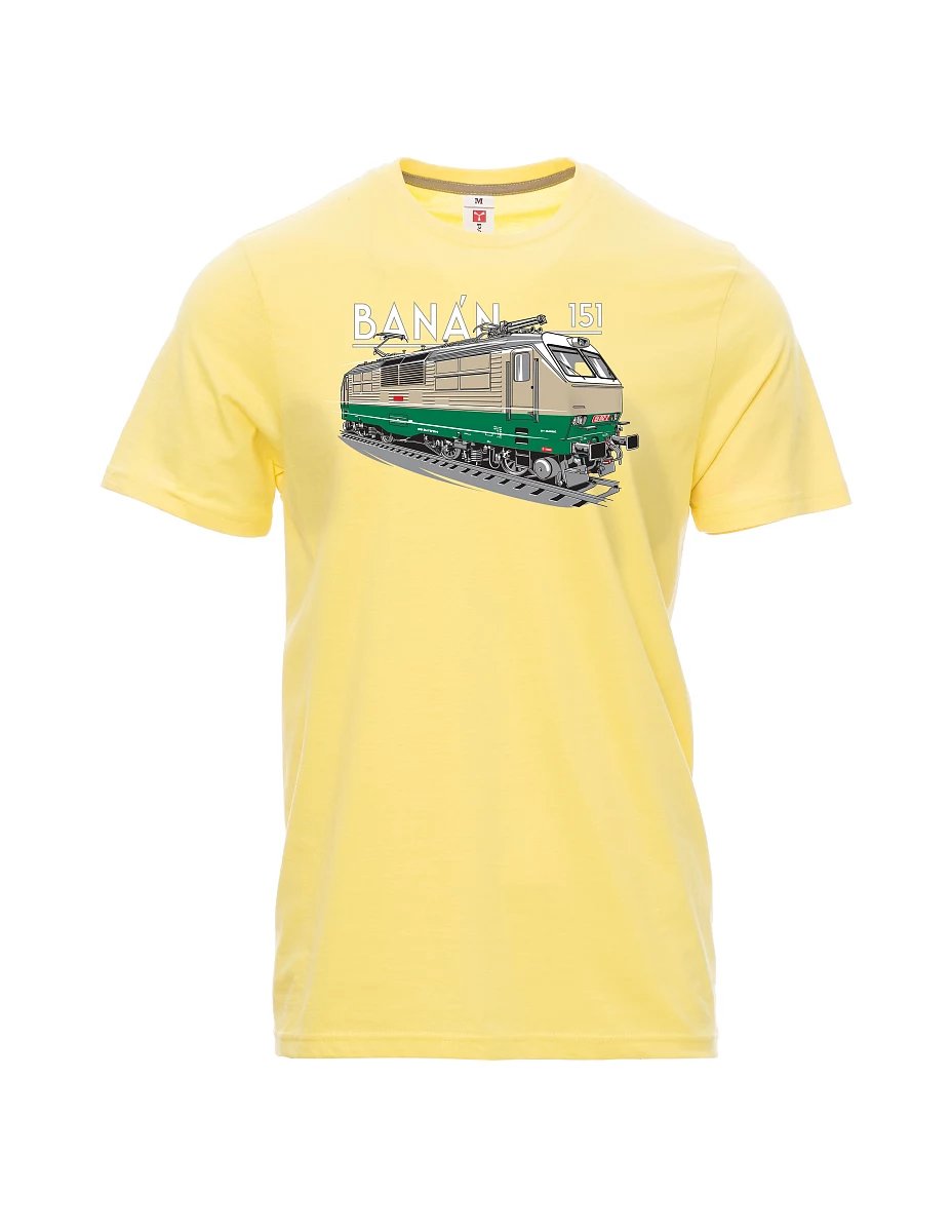 Męski t-shirt jasny zółty Lokomotywa elektryczna 151 "banan"