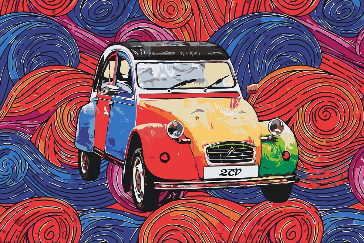 Malowanie po numerach - zdjęcie weterana 2CV