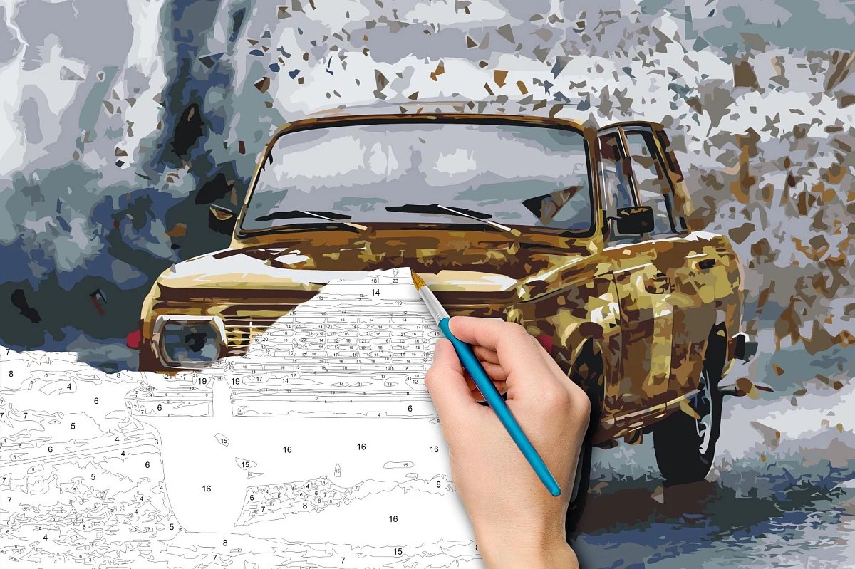 Malowanie po numerach - zdjęcie weterana Wartburg 353