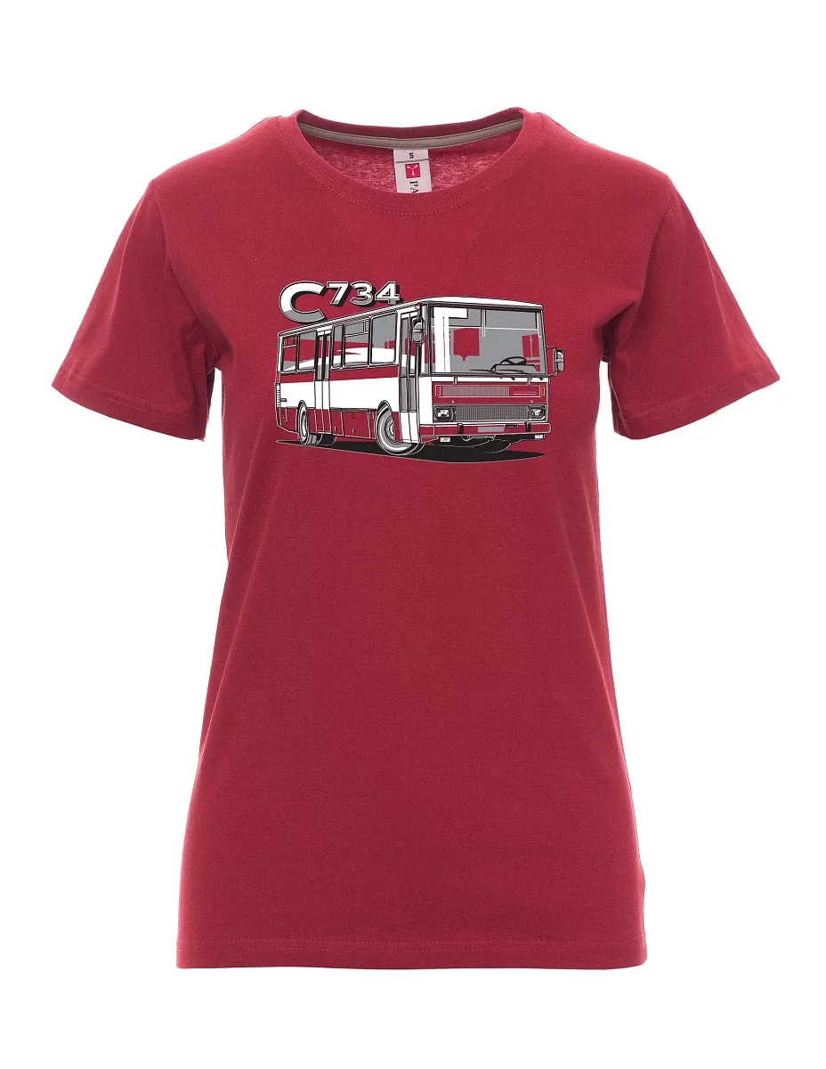 Damski t-shirt bordowy autobus C734
