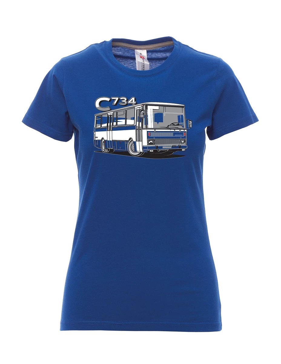 Damski t-shirt królewski niebieski autobus C734