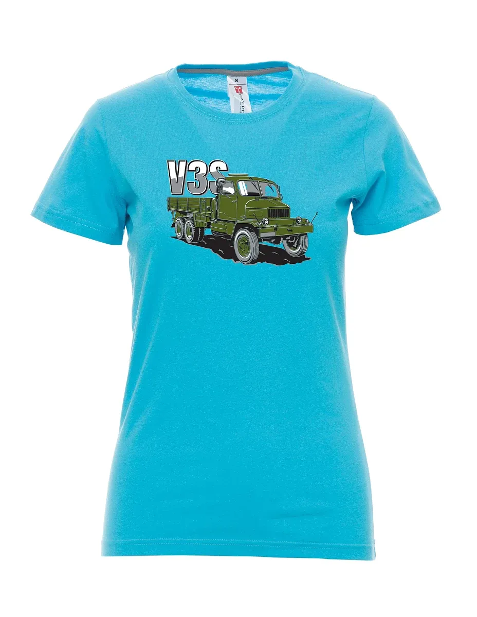Damski t-shirt turkusowy Ciężarówka V3S Ciężarówka z platformą