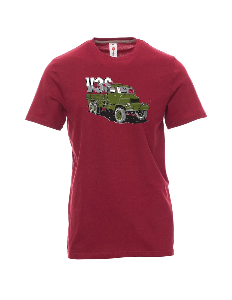 Męski t-shirt czerwony Ciężarówka V3S Ciężarówka z platformą