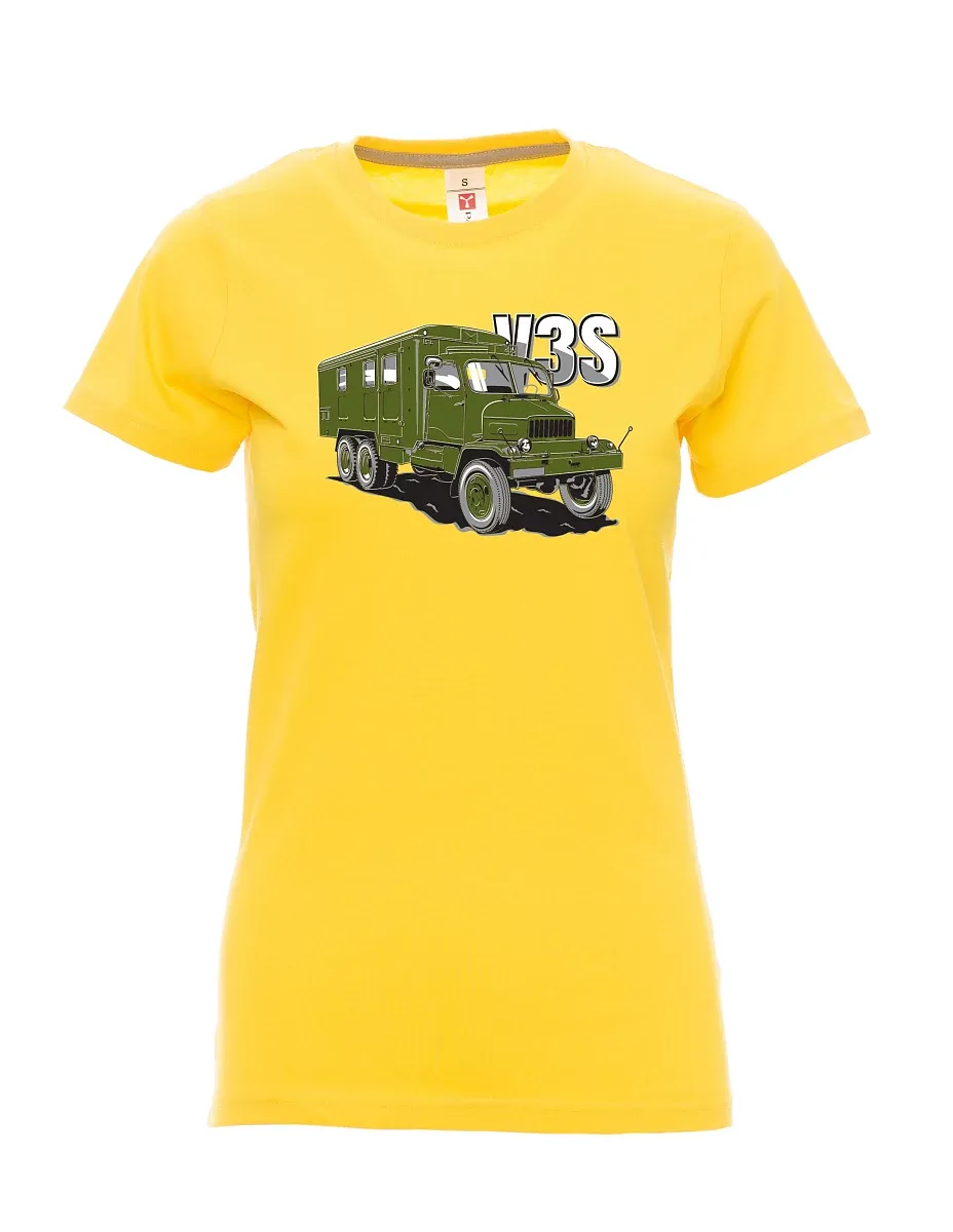 Damski t-shirt żółty Ciężarówka V3S  Gabinet