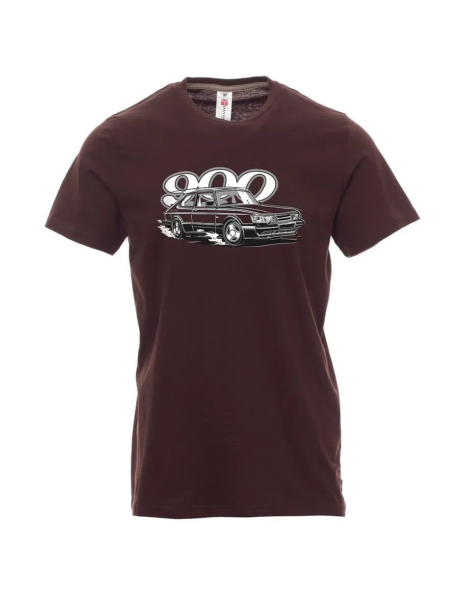 Męski t-shirt ciemny brąz Saab 900