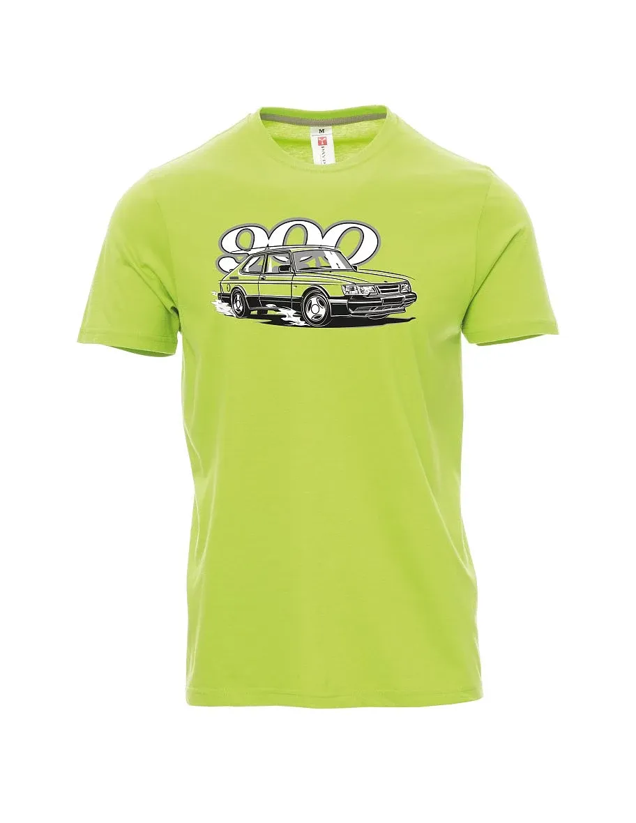 Męski t-shirt jasno zielony Saab 900