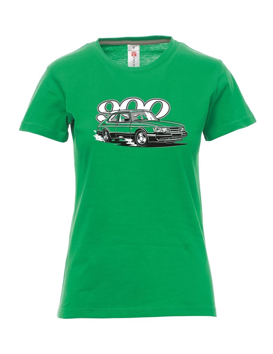 Damski t-shirt zielony Saab 900