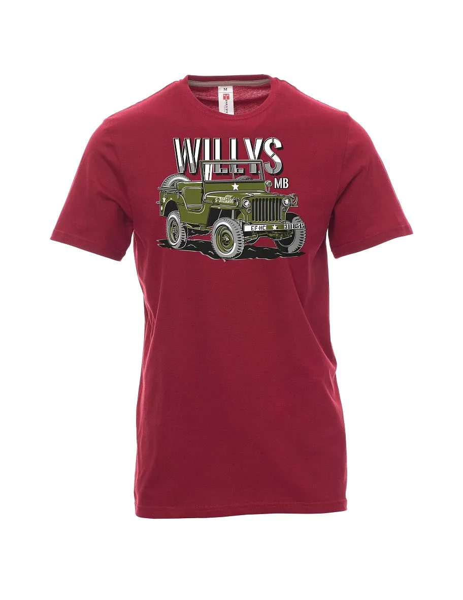 Męski t-shirt czerwony Willys MB