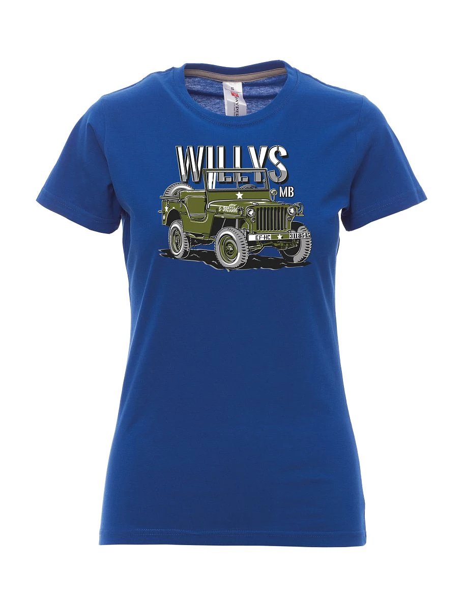 Damski t-shirt królewski niebieski Willys MB