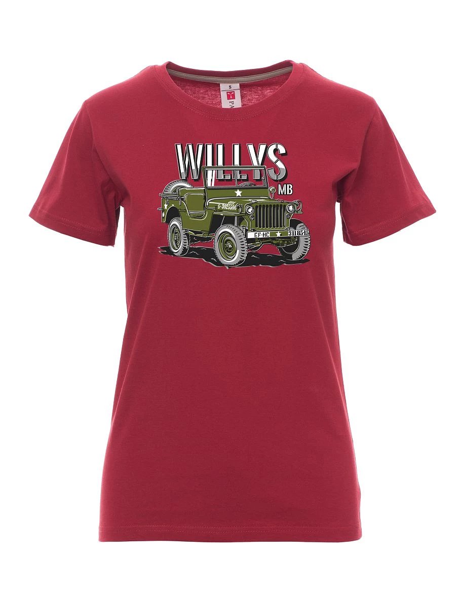 Damski t-shirt bordowy Willys MB