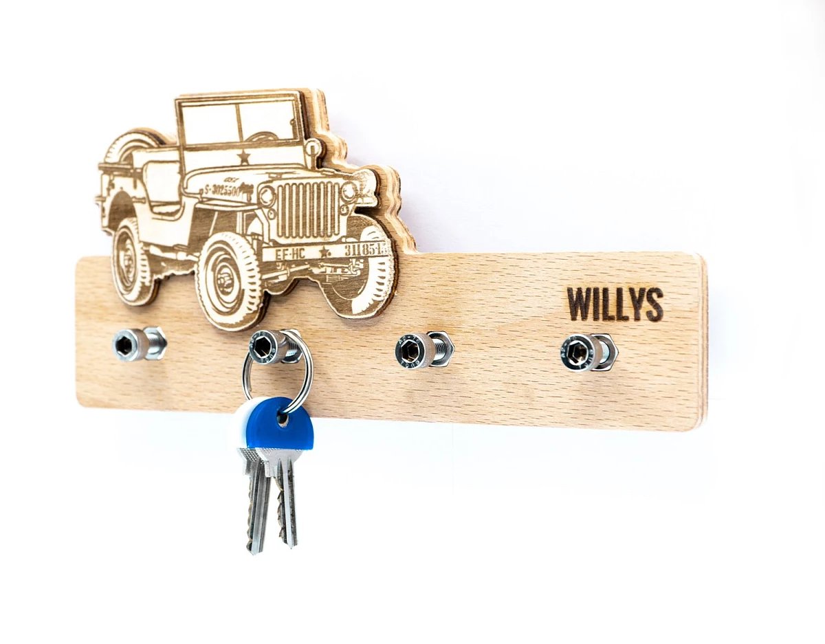 Drewniany wieszak na klucze Willys MB