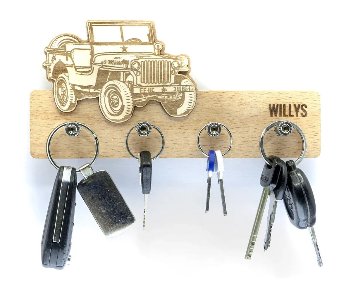 Drewniany wieszak na klucze Willys MB