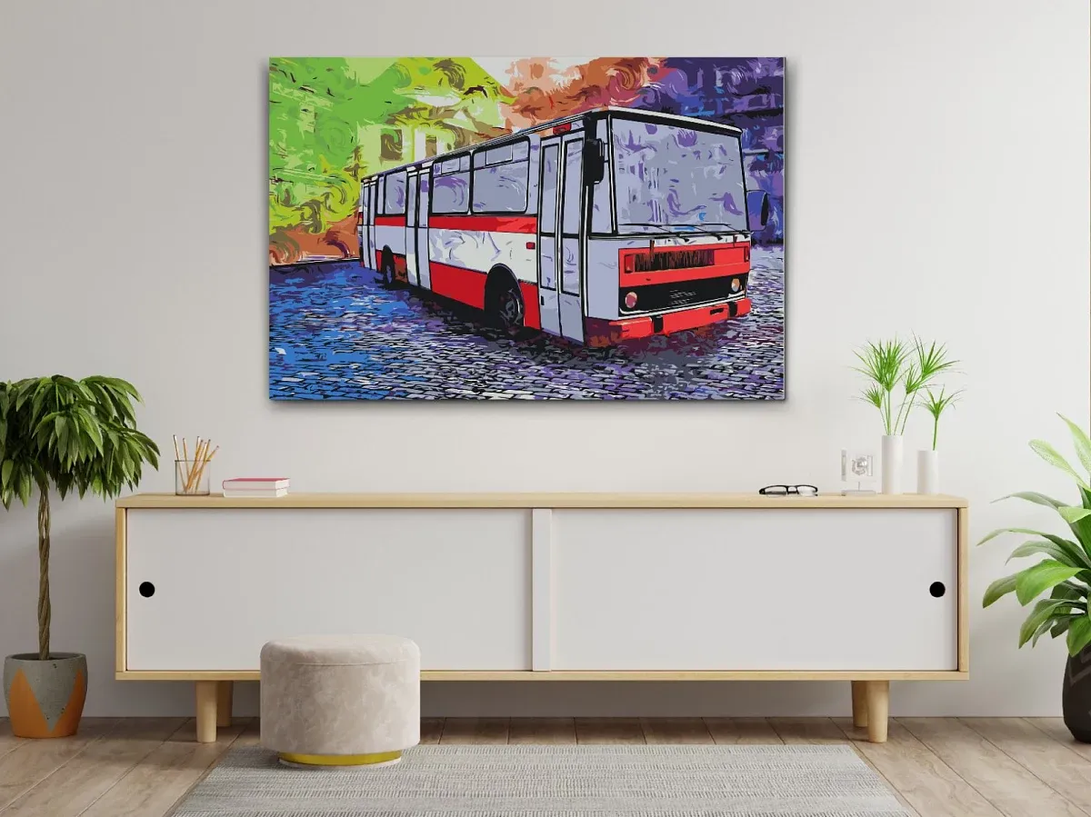 Malowanie po numerach - zdjęcie weterana autobus