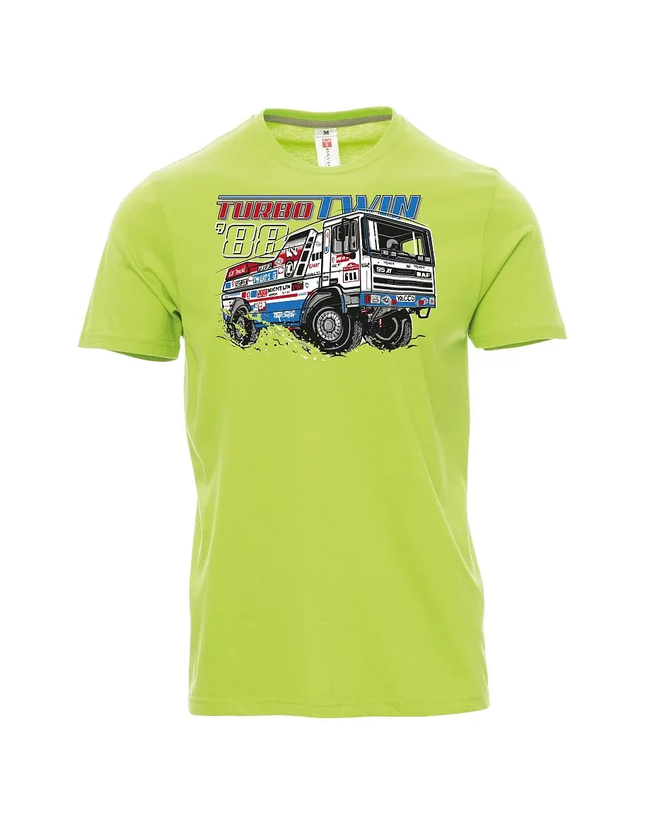 Męski t-shirt jasno zielony Turbo Twin z Dakaru 1988