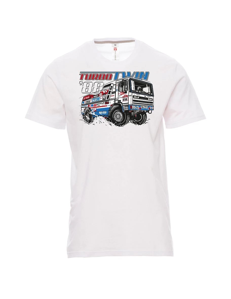 Męski t-shirt biały Turbo Twin z Dakaru 1988