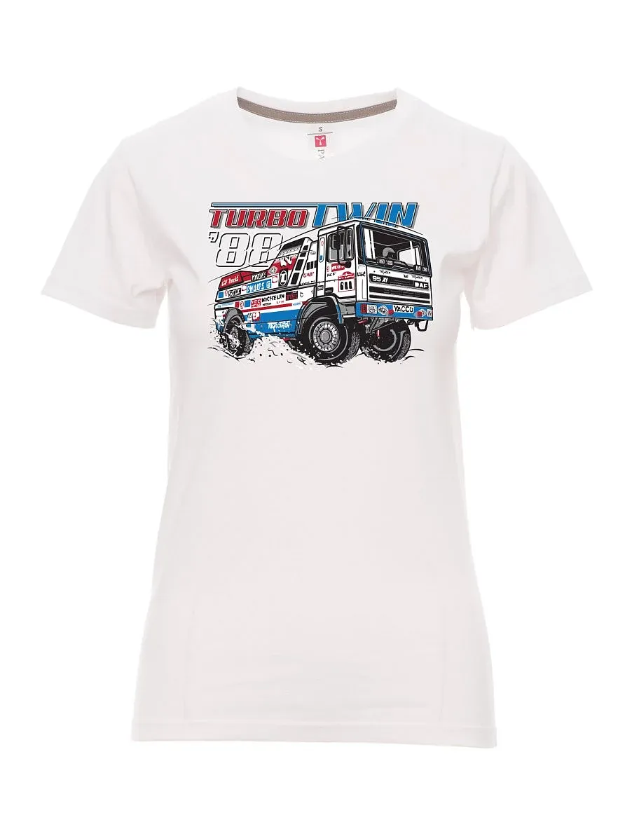Damski t-shirt biały TurboTwin z Dakaru 1988
