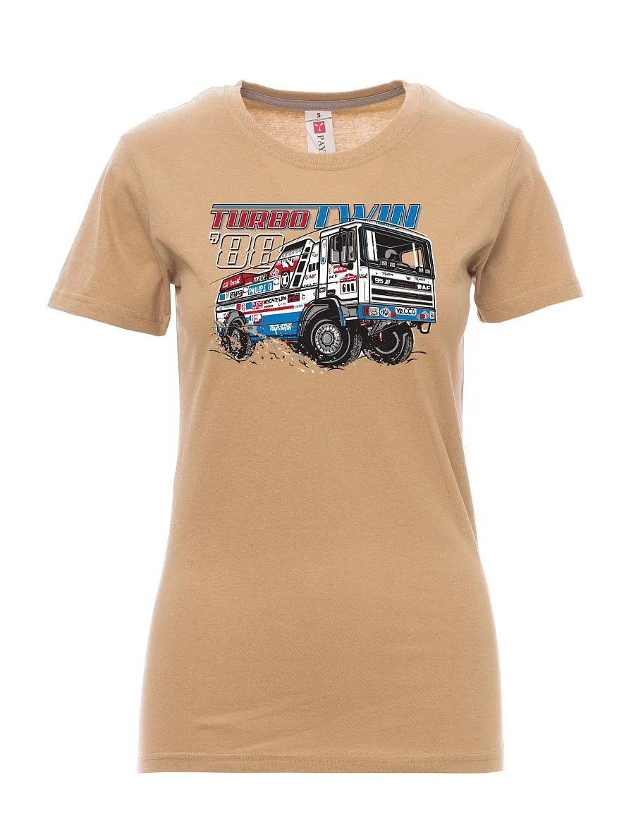 Damski t-shirt brązowy TurboTwin z Dakaru 1988