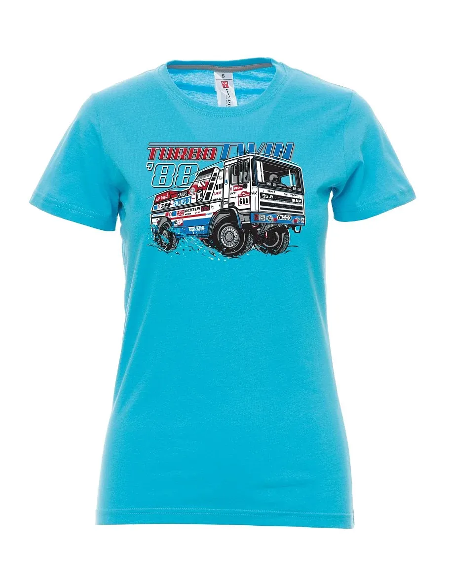 Damski t-shirt turkusowy TurboTwin z Dakaru 1988