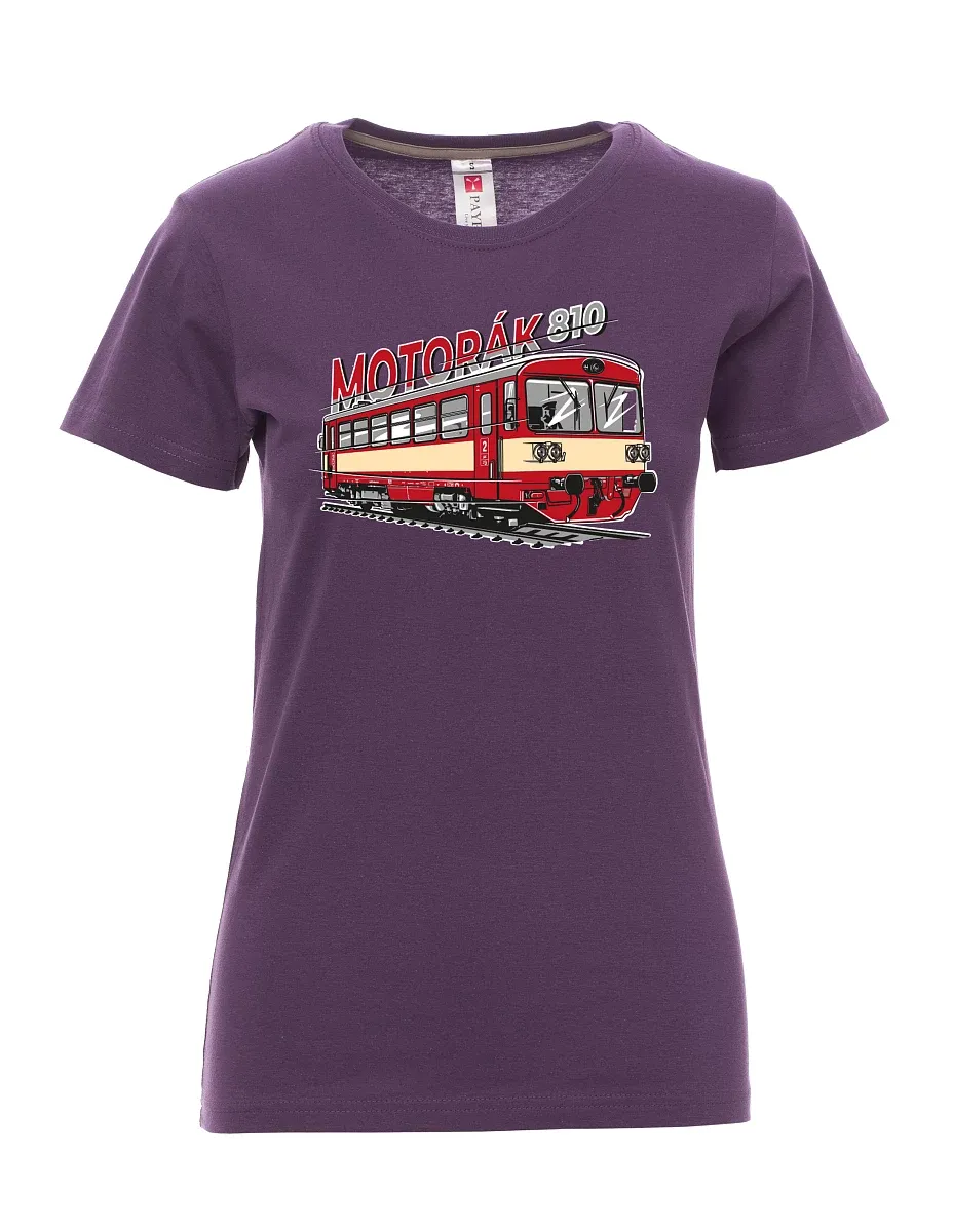 Damski t-shirt purpurowy Pociąg motorowy 810