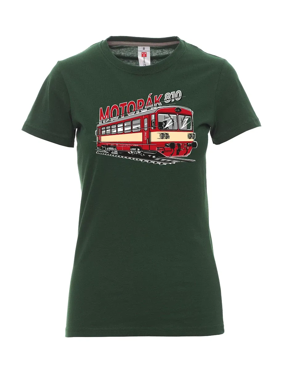 Damski t-shirt ciemnozielony Pociąg motorowy 810