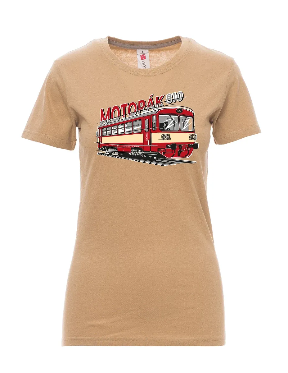 Damski t-shirt brązowy Pociąg motorowy 810