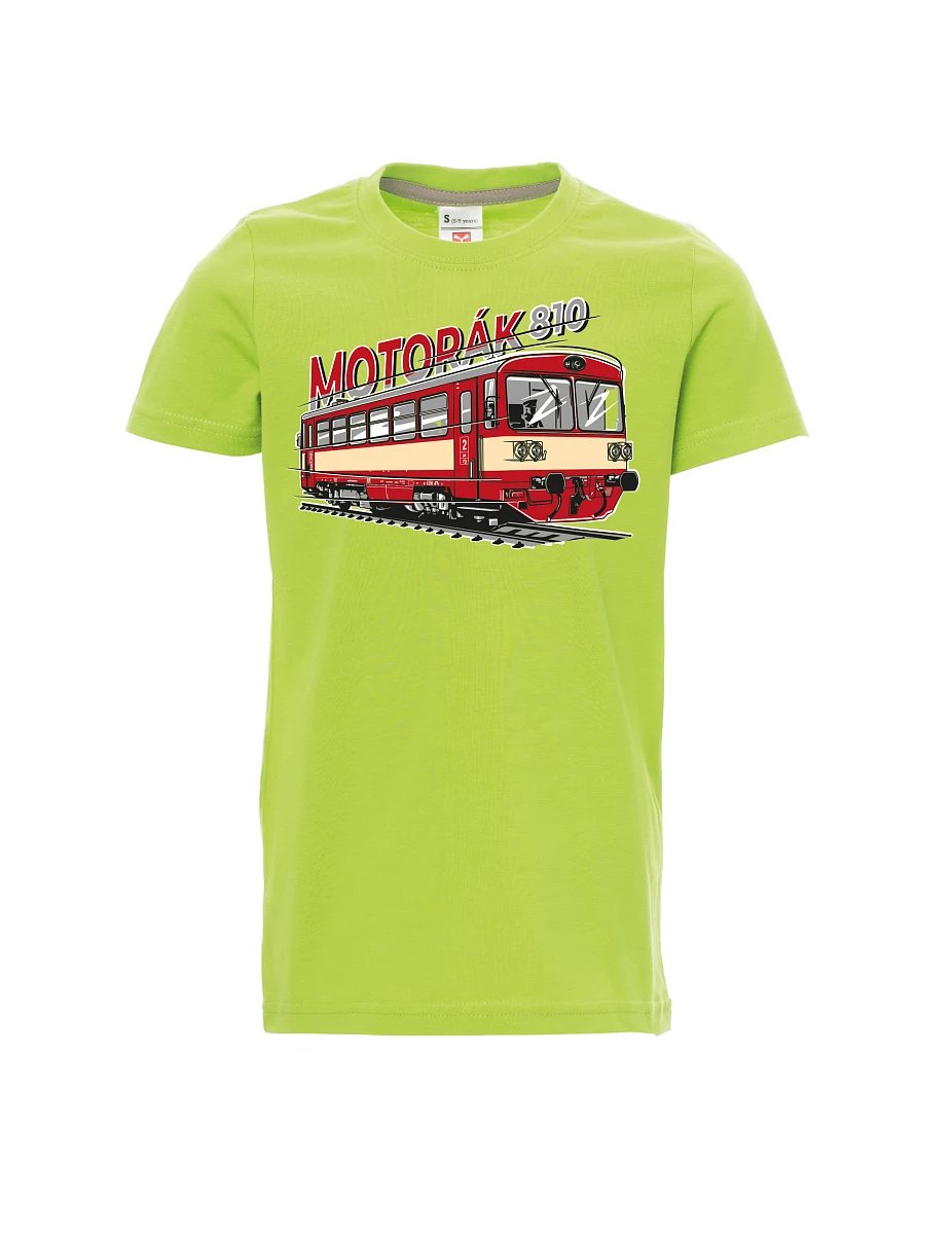 Dziecięcy t-shirt jasno zielony Pociąg motorowy 810