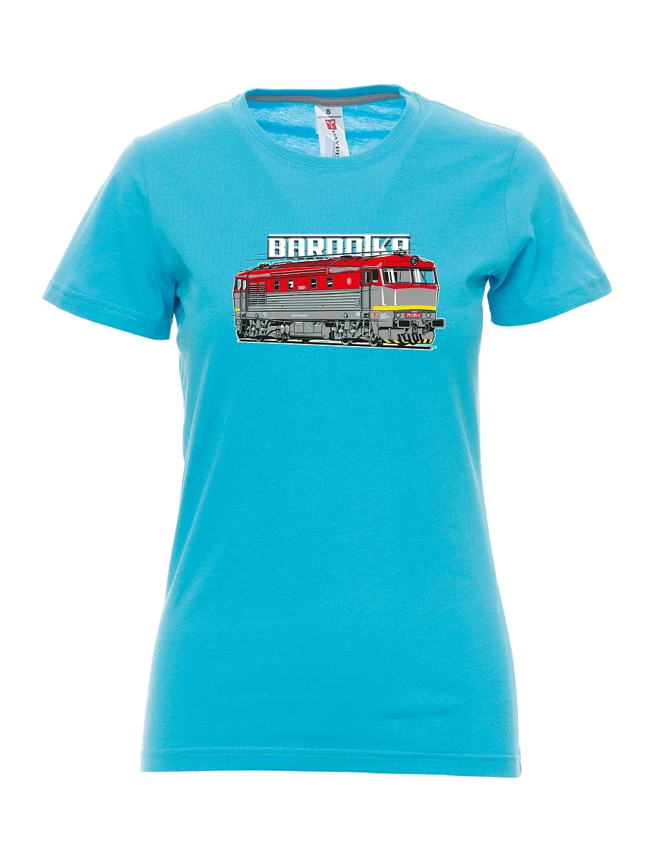 Damski t-shirt turkusowy Lokomotywa Bardotka
