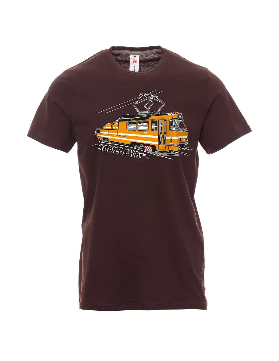 Męski t-shirt ciemny brąz Tramwaj smarujący