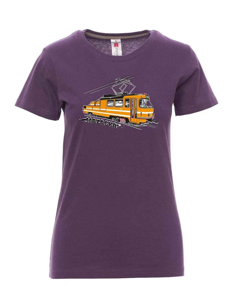 Damski t-shirt purpurowy Tramwaj smarujący