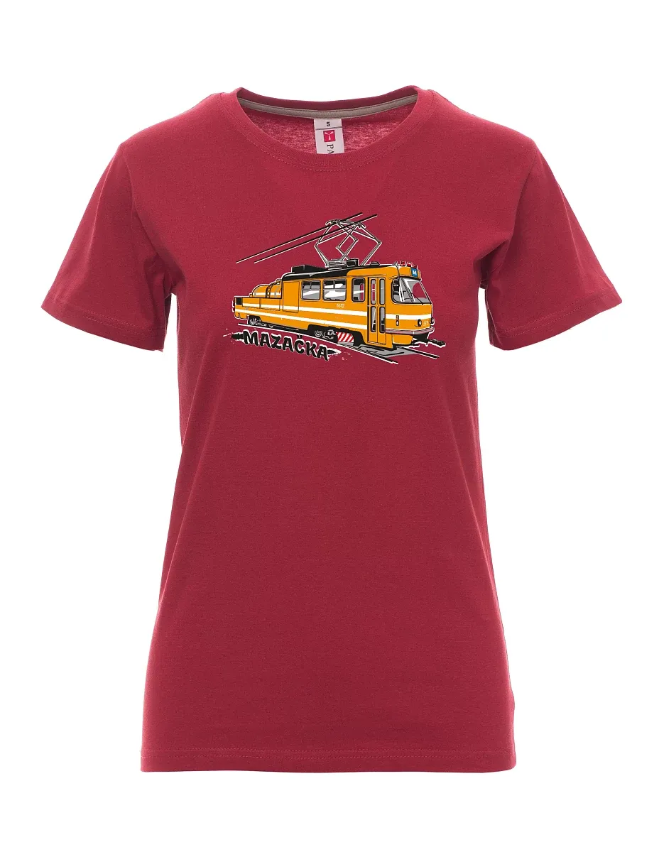 Damski t-shirt bordowy Tramwaj smarujący