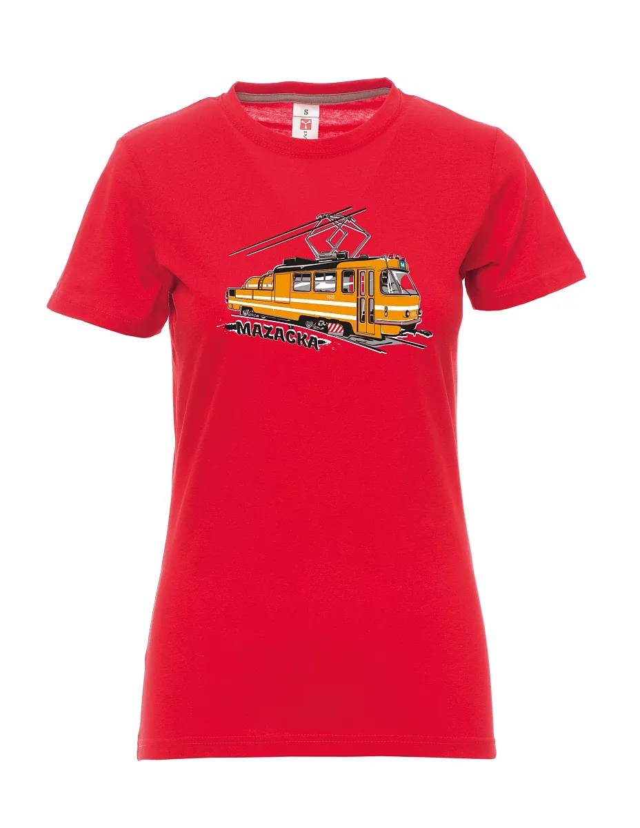 Damski t-shirt czerwony Tramwaj smarujący