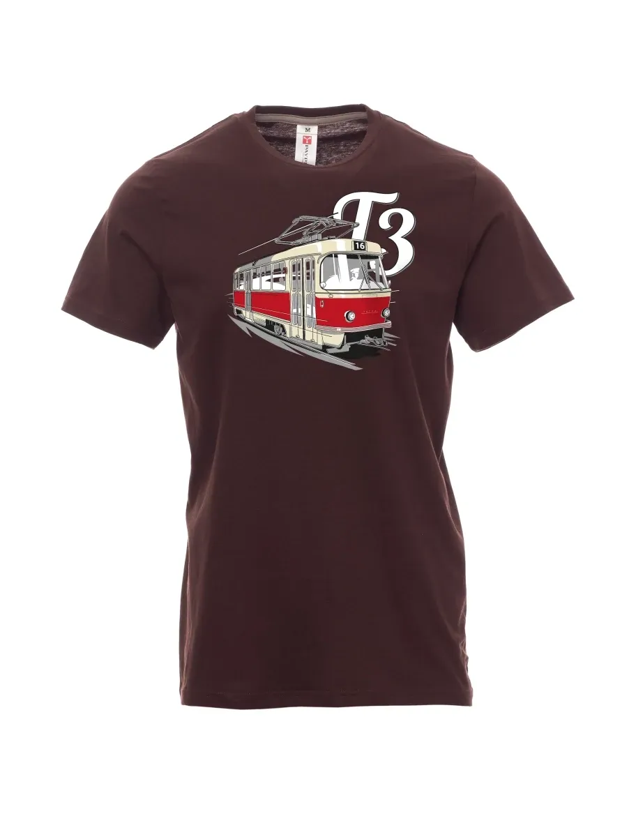 Męski t-shirt ciemny brąz Tramwaj T3