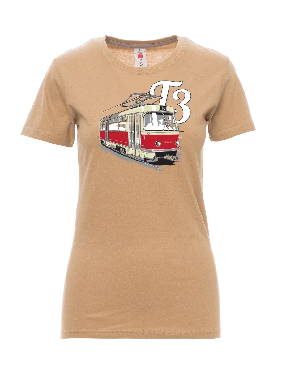 Damski t-shirt brązowy Tramwaj T3