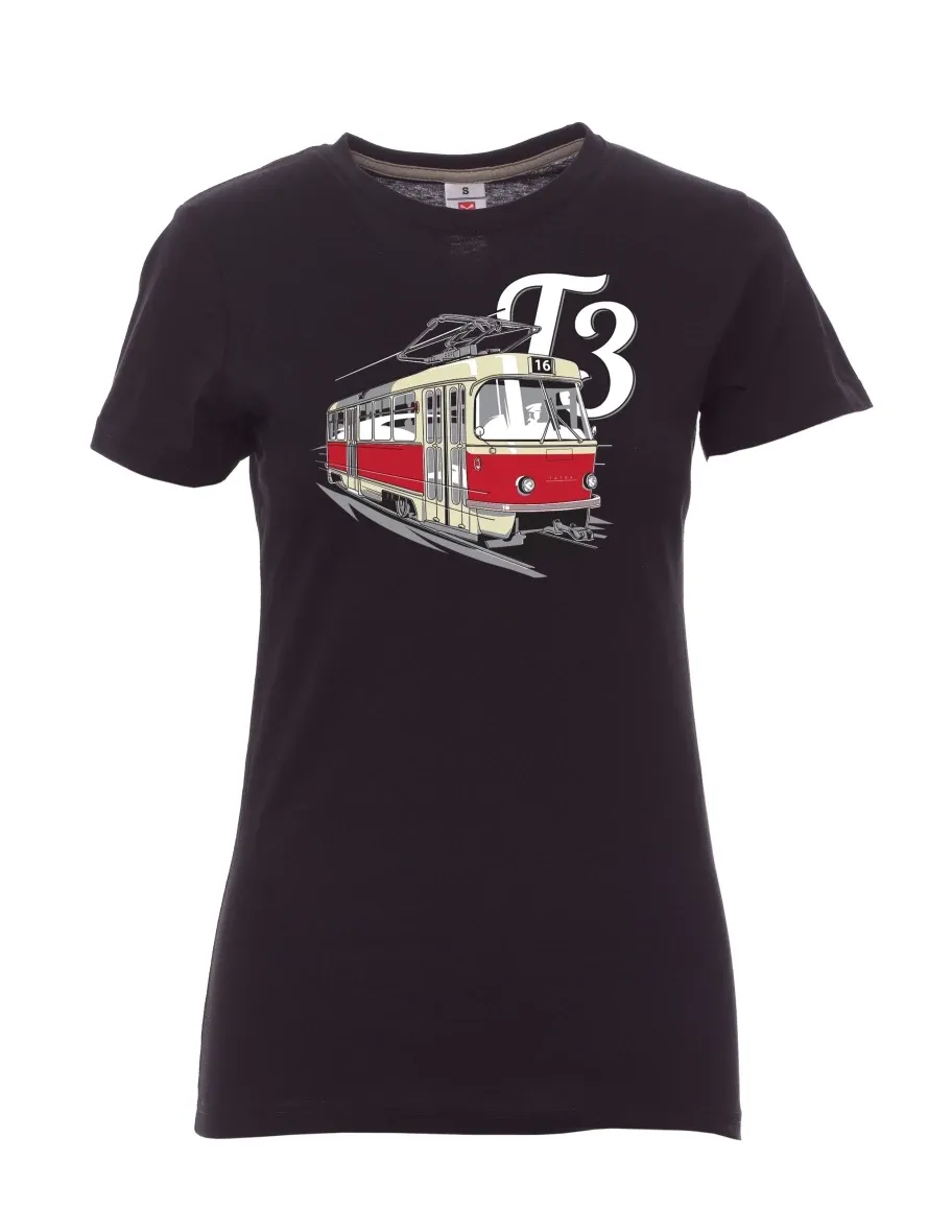 Damski t-shirt czarny Tramwaj T3