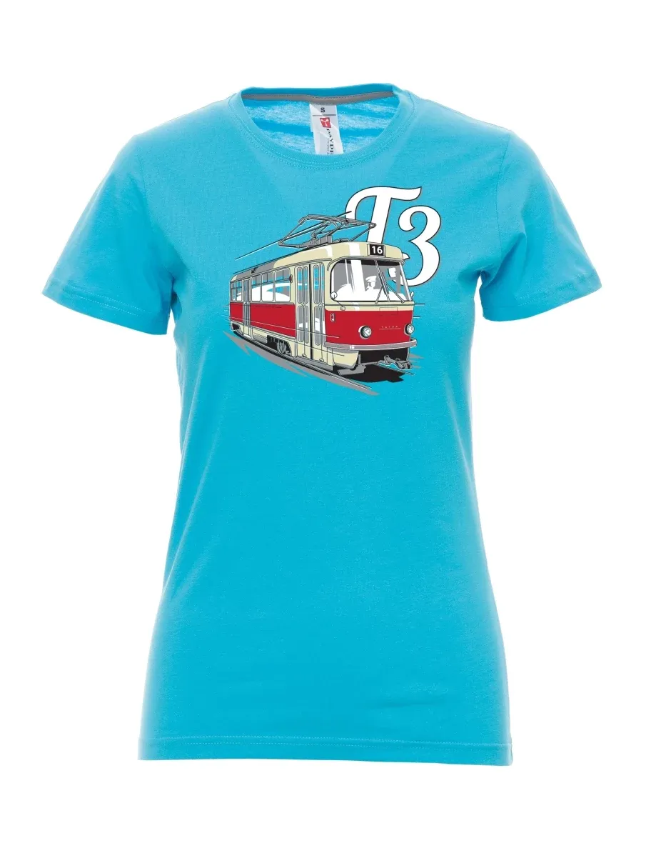 Damski t-shirt turkusowy Tramwaj T3