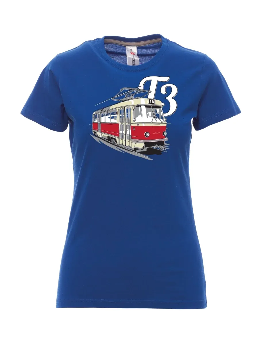 Damski t-shirt królewski niebieski Tramwaj T3