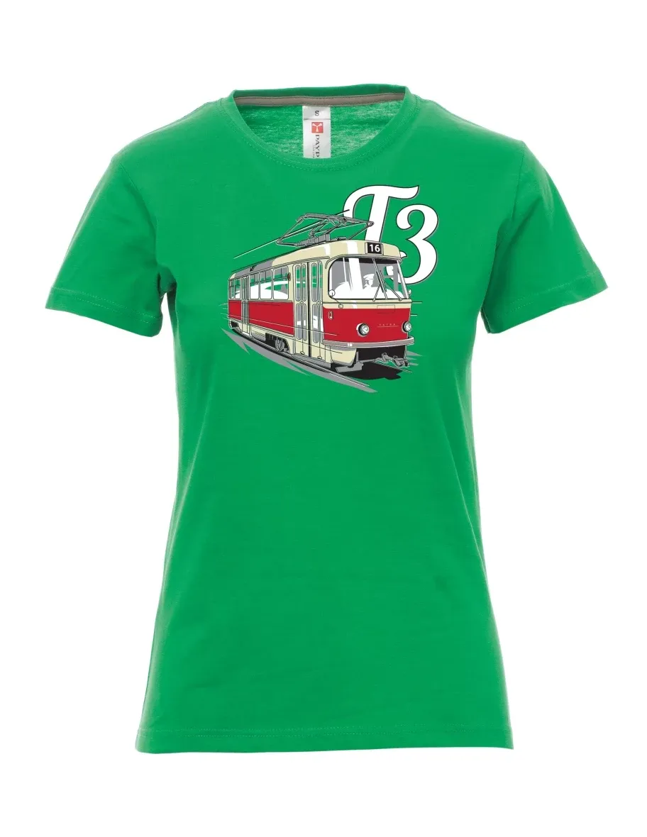 Damski t-shirt zielony Tramwaj T3