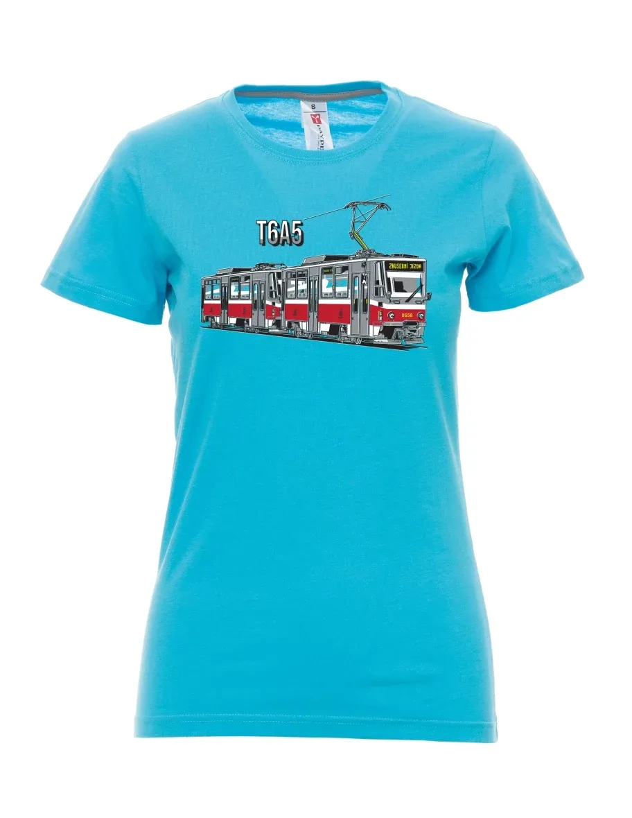 Damski t-shirt turkusowy Tramwaj T6A5
