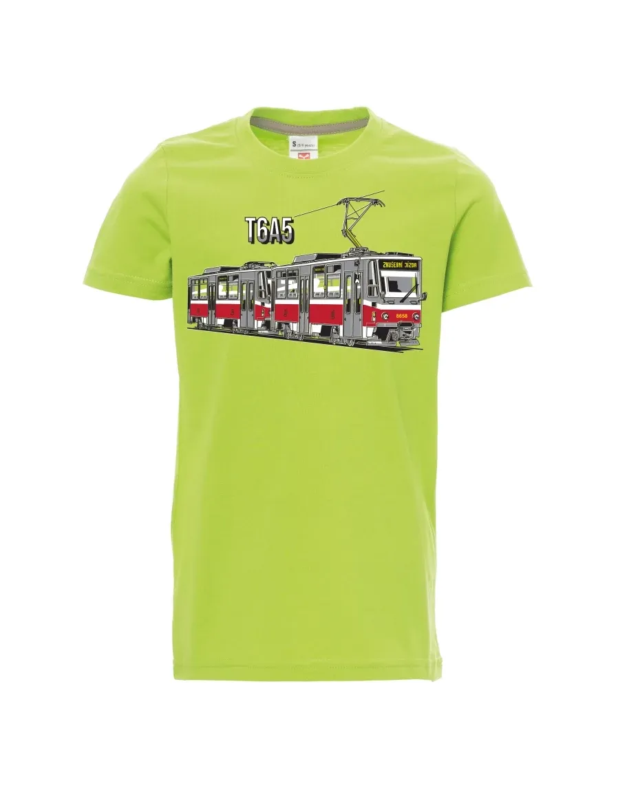 Dziecięcy t-shirt jasno zielony Tramwaj T6A5