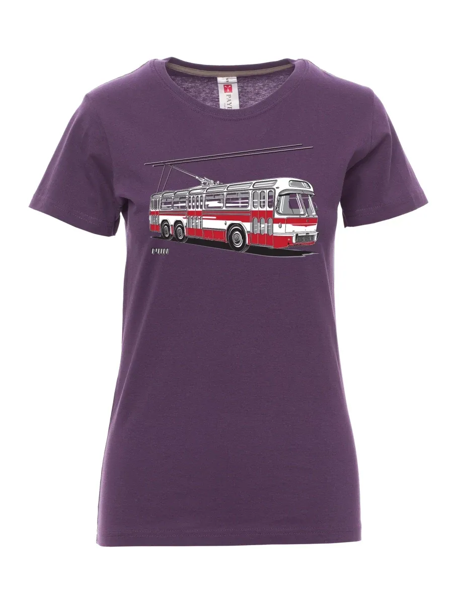 Damski t-shirt purpurowy Wózek  T401