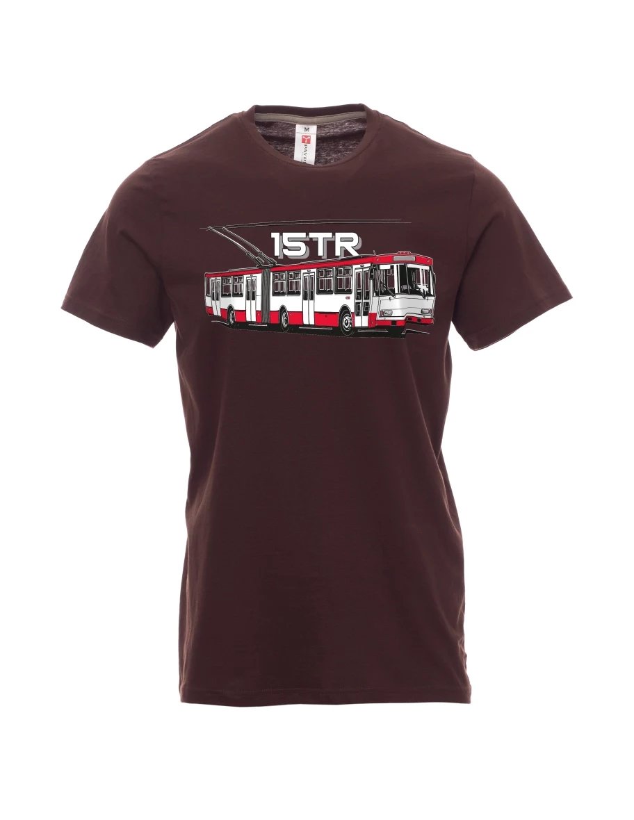 Męski t-shirt ciemny brąz Trolejbus 15TR