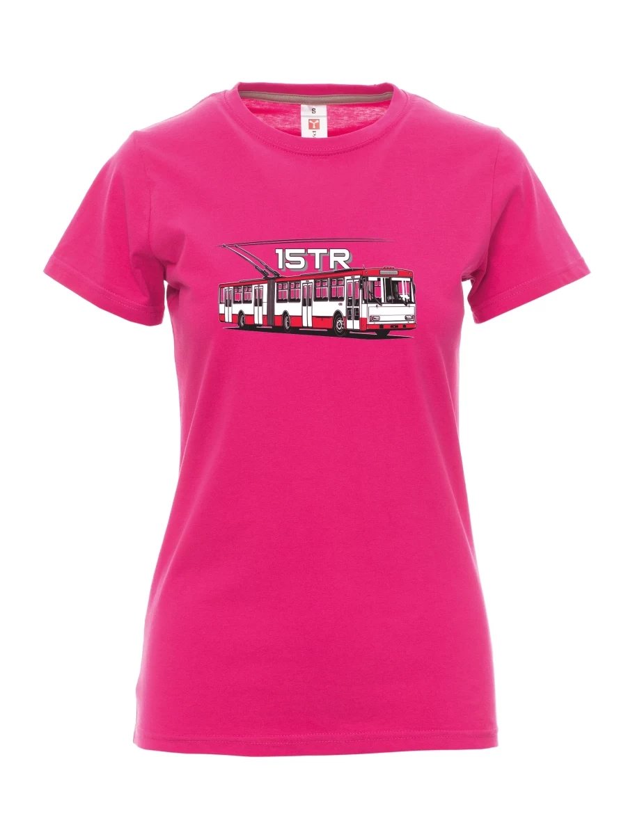 Damski t-shirt różowy Trolejbus 15TR