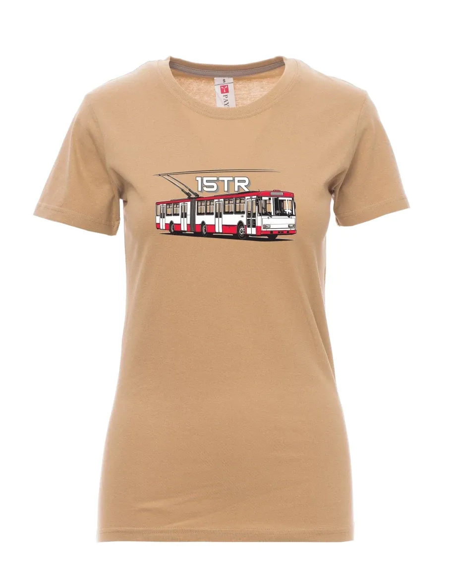 Damski t-shirt brązowy Trolejbus 15TR