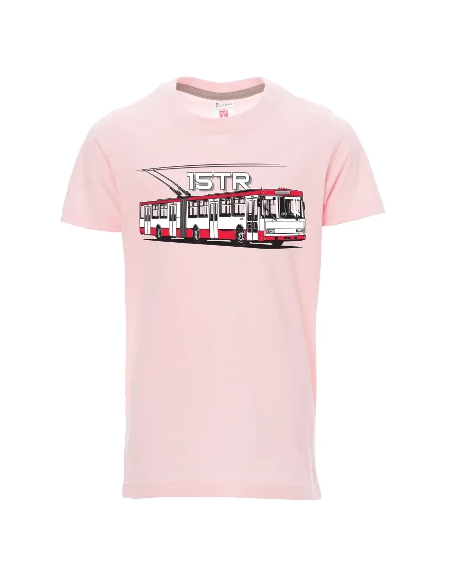 Dziecięcy t-shirt jasno różowy Trolejbus 15TR