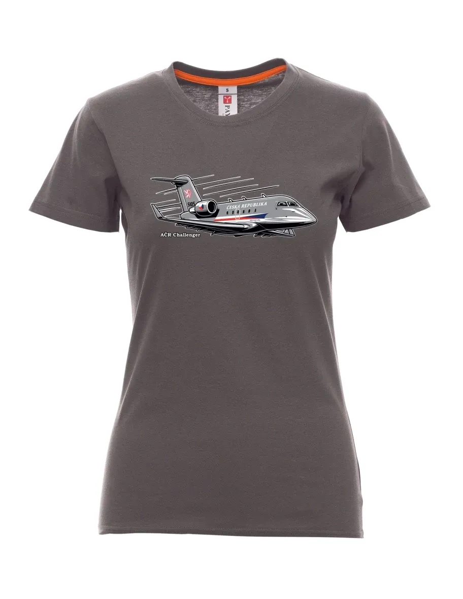Damski t-shirt antracytowy Samolot AČR Challenger